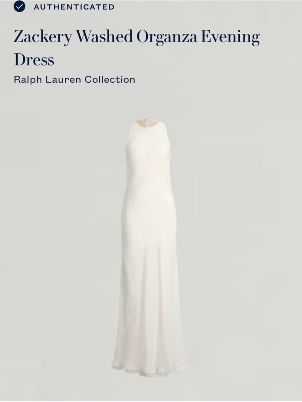 Ralph Lauren Purple label White Zackery Washed Organza Evening Dress